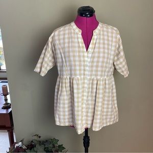 VTG checker print empire blouse